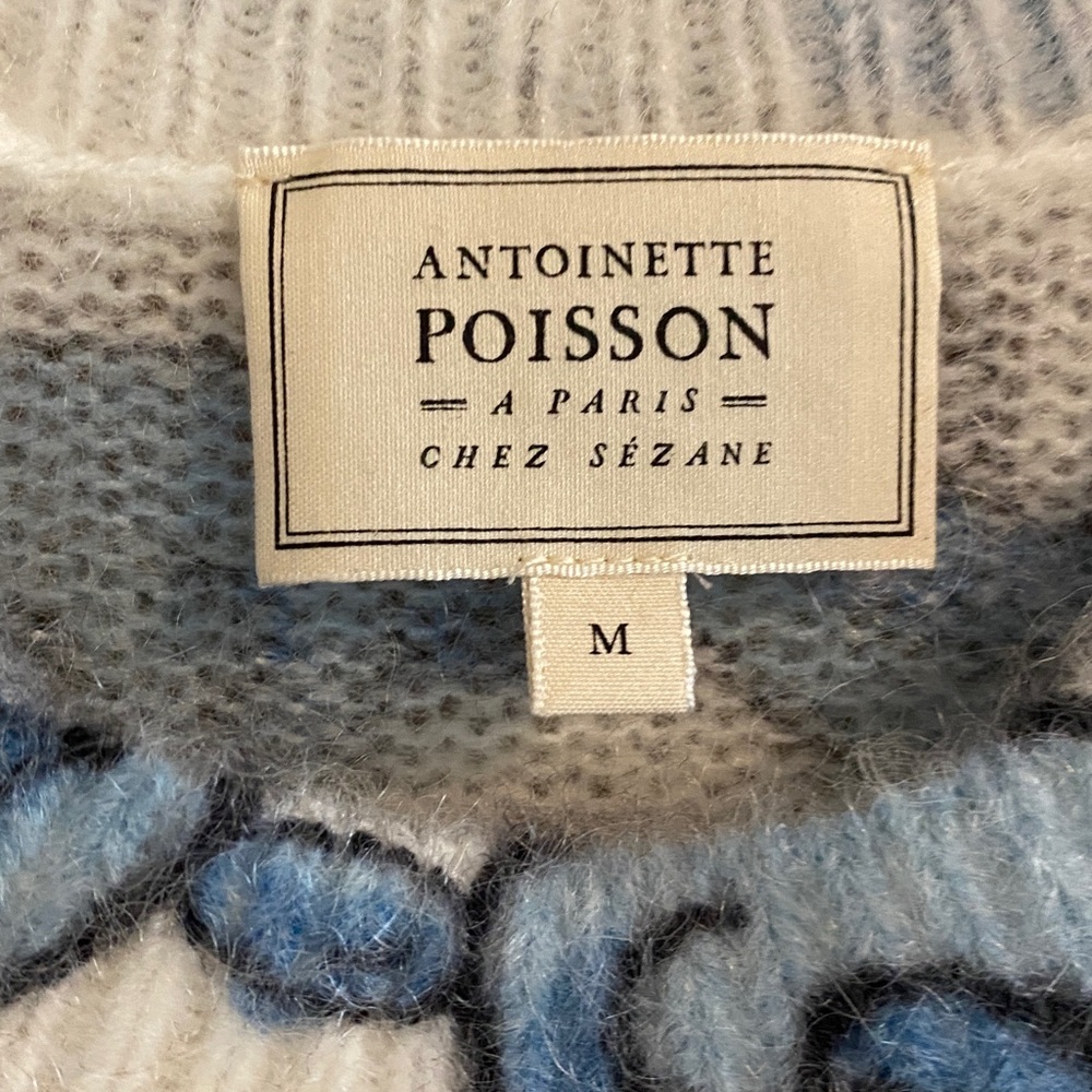Sezane Thibault Sweater - Sézane X Antoinette Poisson Blue Birds Print - Size M - Picture 4 of 7
